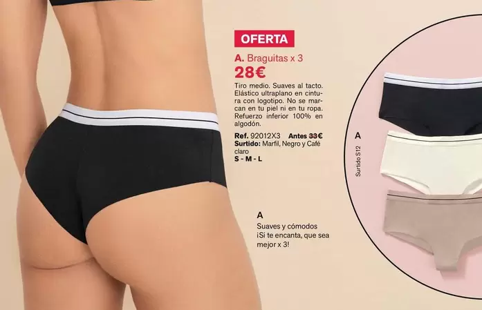 Oferta de Braguitas X 3 por 28€ en Leonisa