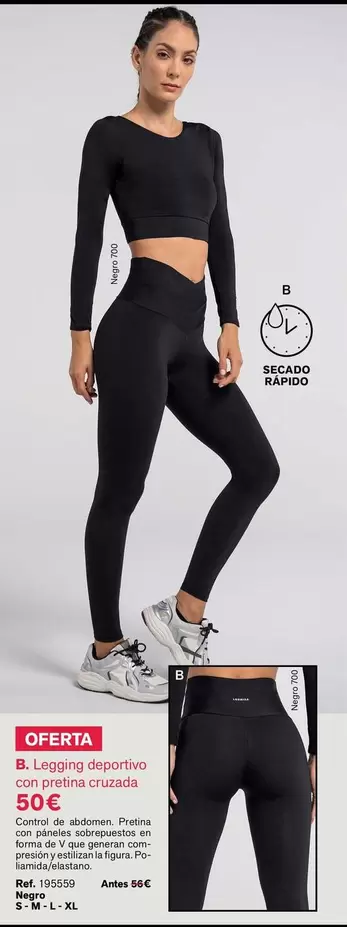 Oferta de  Legging Deportivo Con Pretina Cruzada por 50€ en Leonisa