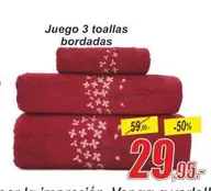 Oferta de Juego 3 Toallas Bordadas por 29,95€ en Hipo Gegant