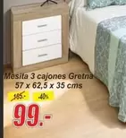 Oferta de Mesita 3 Cajones Gretna por 99€ en Hipo Gegant