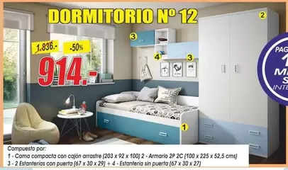 Oferta de Dormitorio N12 por 914€ en Hipo Gegant