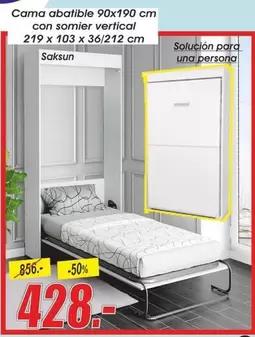 Oferta de Cama Abatible Con Somier Vertical  por 428€ en Hipo Gegant