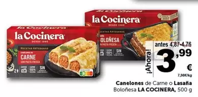 Oferta de La Cocinera - Canelones De Carne O Lasana Bolonesa por 3,99€ en Masymas