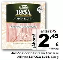 Oferta de Elpozo - Jamon Cocido Extra Sin Azucar Ni Aditivos 1954 por 2,45€ en Masymas