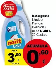 Oferta de Norit - Detergente Líquido Prendas Delicadas Bebé por 3,99€ en Masymas