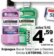 Oferta de Listerine - Enjuague Bucal Total Care O Dientes Encias por 4,59€ en Masymas