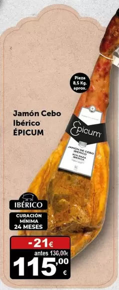 Oferta de Jamon Cebo Iberico por 115€ en Masymas