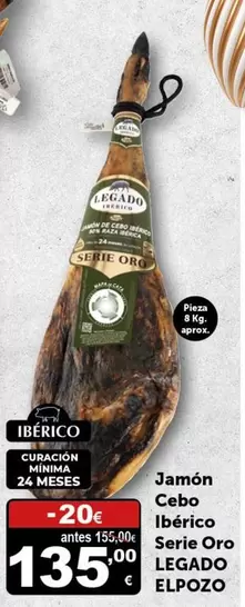 Oferta de Legado ElPozo - Jamón Cebo Ibérico Serie Oro por 135900€ en Masymas