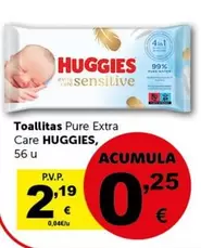 Oferta de Huggies - Toallitas Pure Extra Care por 2,19€ en Masymas