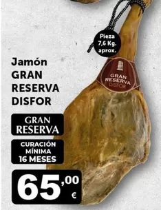 Oferta de Gran Reserva - Jamón  Disfor por 65€ en Masymas