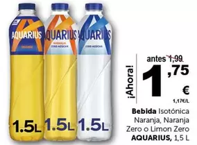 Oferta de Aquarius - Bebida Isotónica Naranja Zero O Limon Zero por 1,75€ en Masymas