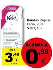 Oferta de Veet - Bandas Depilar Facial Pure por 3,4€ en Masymas