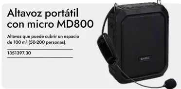 Oferta de Altavoz Portátil Con Micro MD800 en Abacus