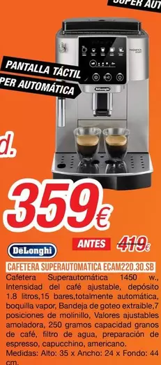 Oferta de De'Longhi - Cafetera Superautomatica ECAM220.30.SB por 359€ en Expert