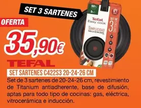 Oferta de Tefal - Set 3 Sartenes C422S3 20-24-26 CM por 35,9€ en Expert