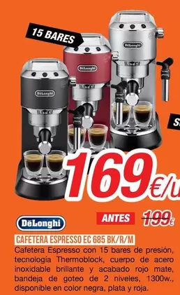 Oferta de DeLonghi - Cafetera Espresso EC 685 BK/R/M  por 169€ en Expert