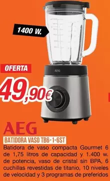 Oferta de AEG - Batidora Vaso TB6-1-6ST  por 49,9€ en Expert