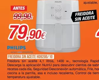 Oferta de Philips - Freidora Sin Aceite HD9200/10 por 79,9€ en Expert