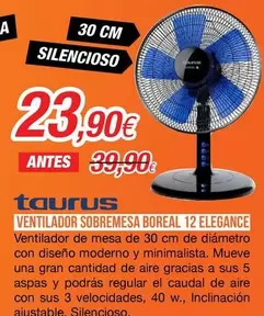 Oferta de Taurus - Ventilador Sobremesa Boreal 12 Elegance por 23,9€ en Expert