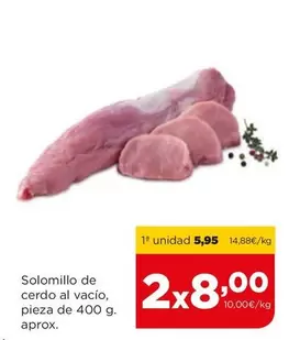 Oferta de Solomillo De Cerdo Al Vacio por 5,95€ en Alimerka