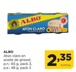 Oferta de Albo -  Atún Claro En Aceite De Girasol por 2,35€ en Alimerka