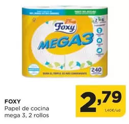 Oferta de Foxy - Papel De Cocina Mega 3 por 2,79€ en Alimerka