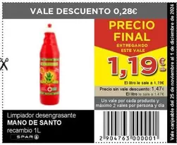 Oferta de Mano De Santo - Limpiador Desengrasante Recambio por 1,19€ en SPAR