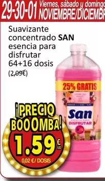 Oferta de San - Suavizante Concentrado Esencia Para Disfrutar por 1,59€ en SPAR