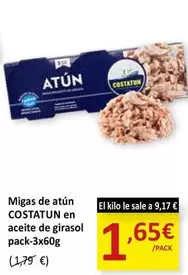 Oferta de Costatun - Migas De Atún En Aceite De Girasol por 1,65€ en SPAR