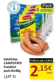 Oferta de Campofrío - Salchichas Frankfurt por 2,15€ en SPAR