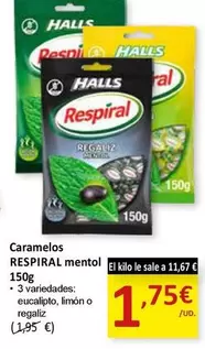 Oferta de Respiral - Caramelos Mentol por 1,75€ en SPAR