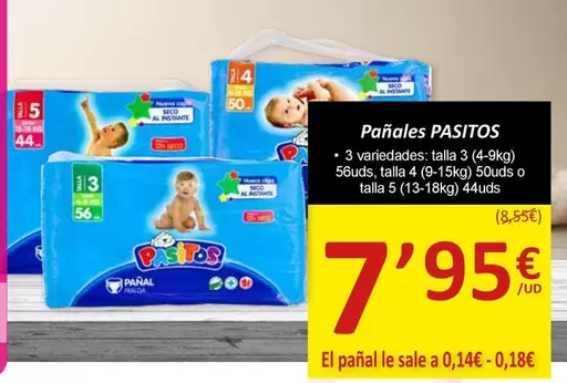 Oferta de Pasitos - Pañales por 7,95€ en SPAR