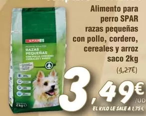 Oferta de Spar - Alimento Para Perro Razas Pequeñas Con Pollo, Cordero, Cereales Y Arroz  por 3,49€ en SPAR