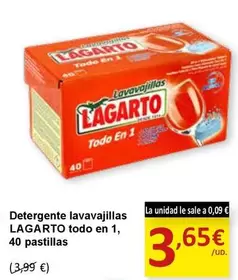 Oferta de Lagarto - Detergente Lavavajillas Todo En 1 por 3,65€ en SPAR