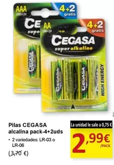 Oferta de Cecasa - Pilas Alcalina  por 2,99€ en SPAR