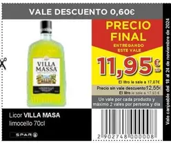 Oferta de Villa Massa - Licor Limoecello por 11,95€ en SPAR