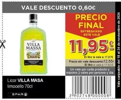 Oferta de Villa Massa - Licor Limocello por 11,95€ en SPAR