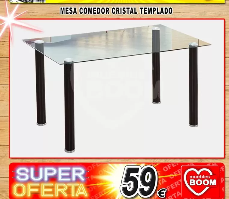 Oferta de Mesa Comedor Cristal Templado por 59€ en Muebles Boom