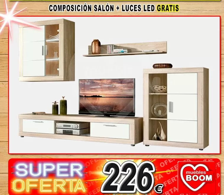 Oferta de Composición Salon + Luces Led Gratis por 226€ en Muebles Boom