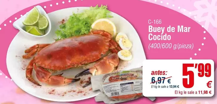 Oferta de Buey De Mar Cocido por 5,99€ en Abordo