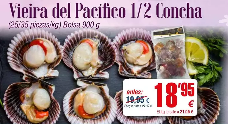 Oferta de Vieira Del Pacifico 1/2 Concha por 18,95€ en Abordo