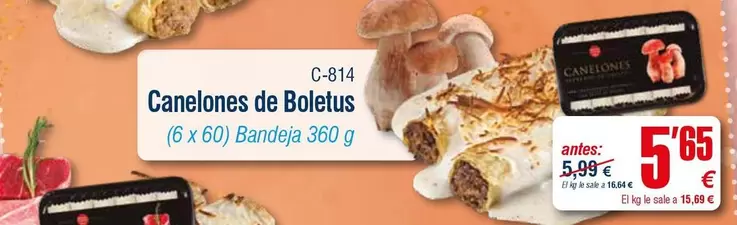 Oferta de Canelones De Boletus por 5,65€ en Abordo