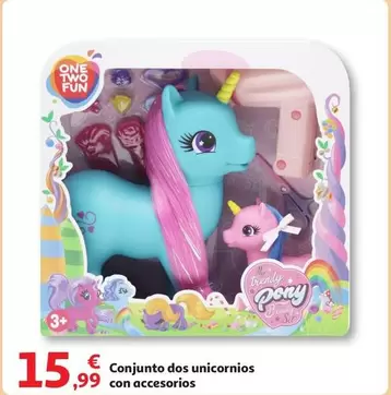 Oferta de One Two Fun - Conjunto Dos Unicornios Con Accesorios por 15,99€ en Alcampo