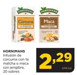 Oferta de Hornimans - Infusion De Cúrcuma Con Te Matcha O Maca Con Jengibre, 20 Sobres por 2,29€ en Alimerka