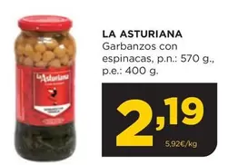 Oferta de La Asturiana - Garbanzos Con Espinacas por 2,19€ en Alimerka