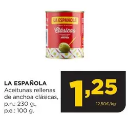 Oferta de La Española - Aceitunas Rellenas De Anchoa Clasicas por 1,25€ en Alimerka