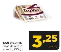 Oferta de San Vicente - Tapa De Queso Curado por 3,25€ en Alimerka