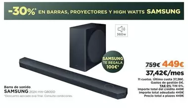 Oferta de Samsung - Barra De Sonido por 449€ en El Corte Inglés