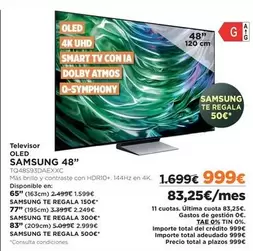 Oferta de Samsung - Televisor Oled por 999€ en El Corte Inglés