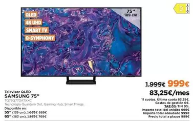 Oferta de Samsung - Televisor Qled por 999€ en El Corte Inglés